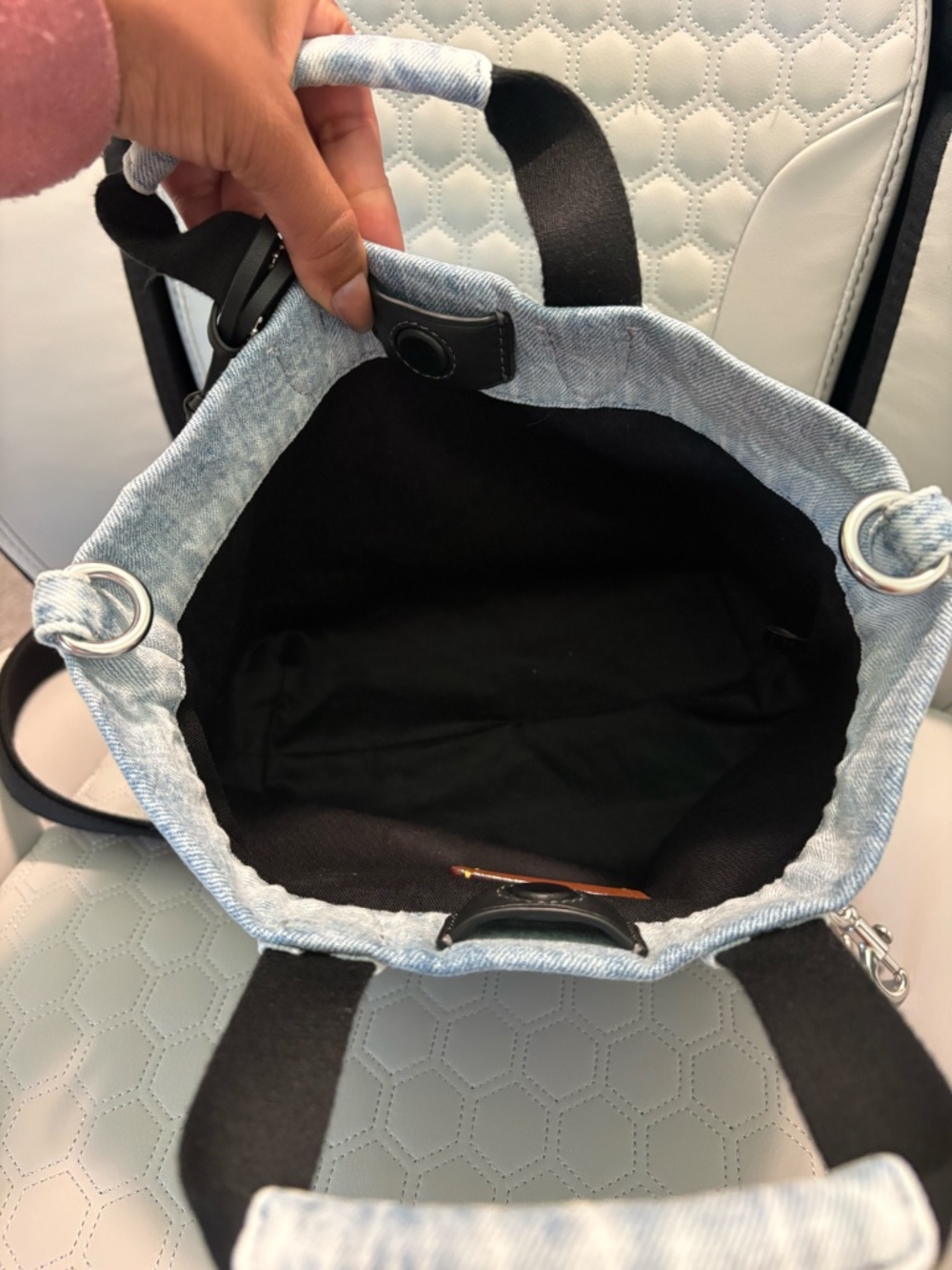 Coach Outlet Men's Mini Tour Tote Bag In Loved Denim - Picture 3 of 7